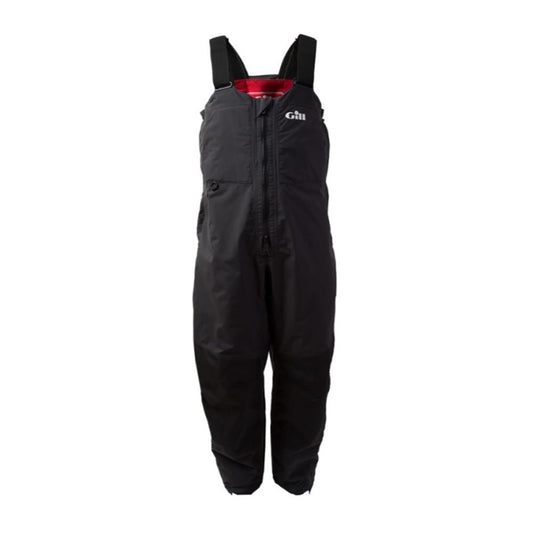 The Gill Insulated Tournament Trousers are black waterproof fishing bibs with adjustable shoulder straps, front zipper, breathable protective shell, reinforced knees and seat, plus the Gill logo on the upper chest.