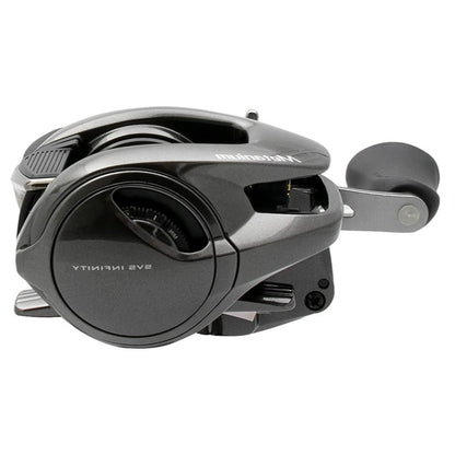 Presenting the Shimano Metanium MGL 151HGB from americanlegacyfishing: a sophisticated, silver casting reel known for its compact and contemporary design. Featuring a Magnesium CoreSolid Body for outstanding durability, it includes a large, round knob for optimal grip and utilizes smooth SVS Infinity Braking to ensure effortless use.