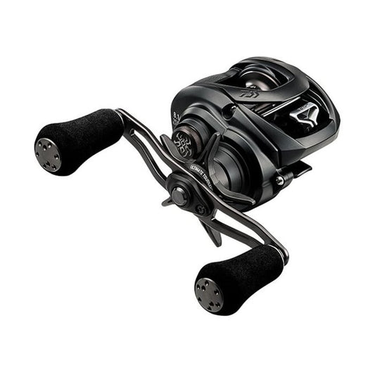 The Daiwa Tatula Elite P/F 103HS 7.1:1 Casting Reel, or TAELPF103HS, features ergonomic handles, a sleek design, and a compact body with dual foam grips. The Magforce system ensures smooth operation ideal for pitching and flipping reels, while visible gearing enhances performance.