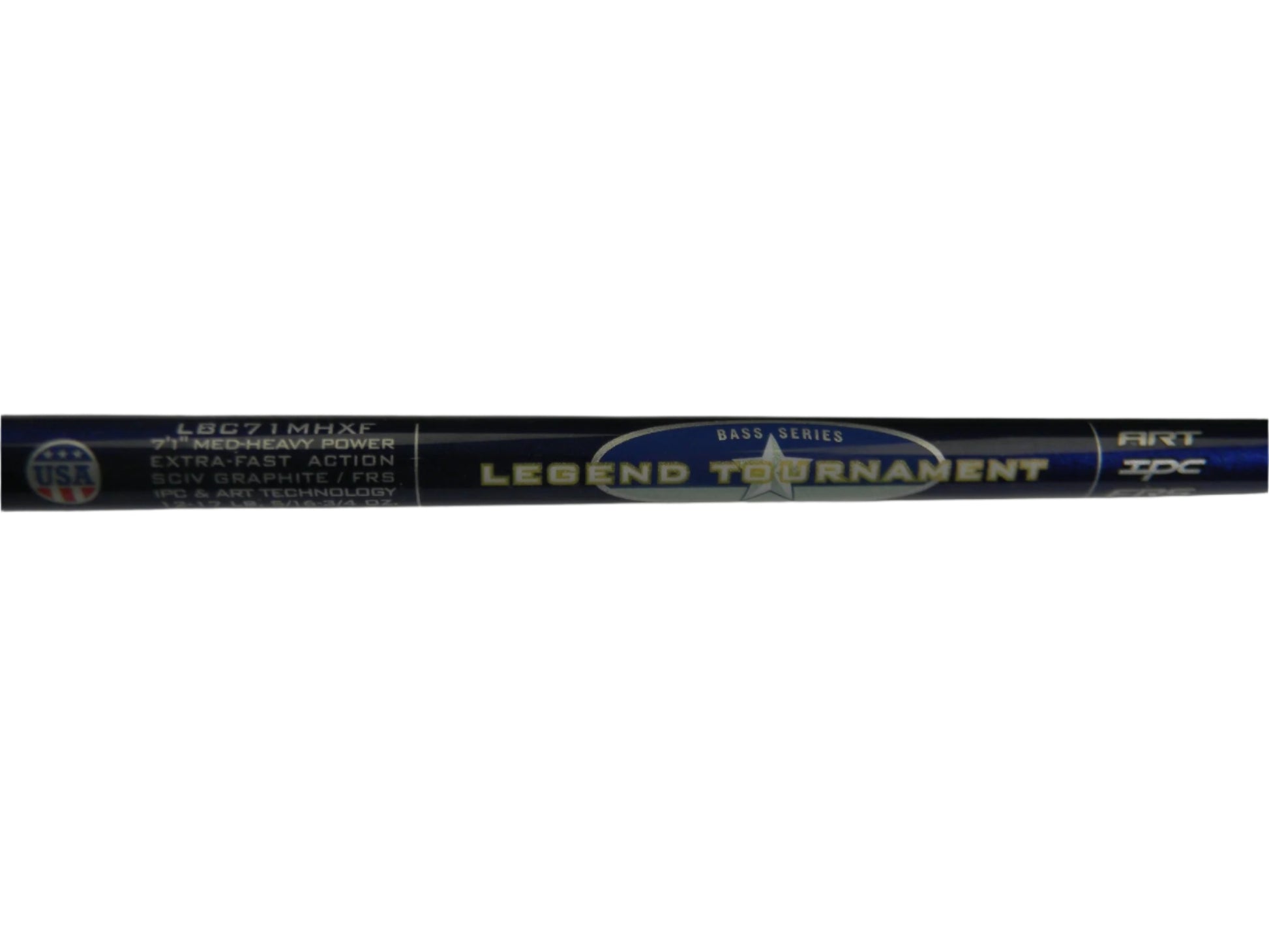 Close-up of a St. Croix Legend Tournament LBC71MHXF 7'1" Medium-Heavy, Extra-Fast Action Casting Rod in excellent used condition, made with SCIV Graphite. Eligible for our Rod and Reel Trade-In Program.