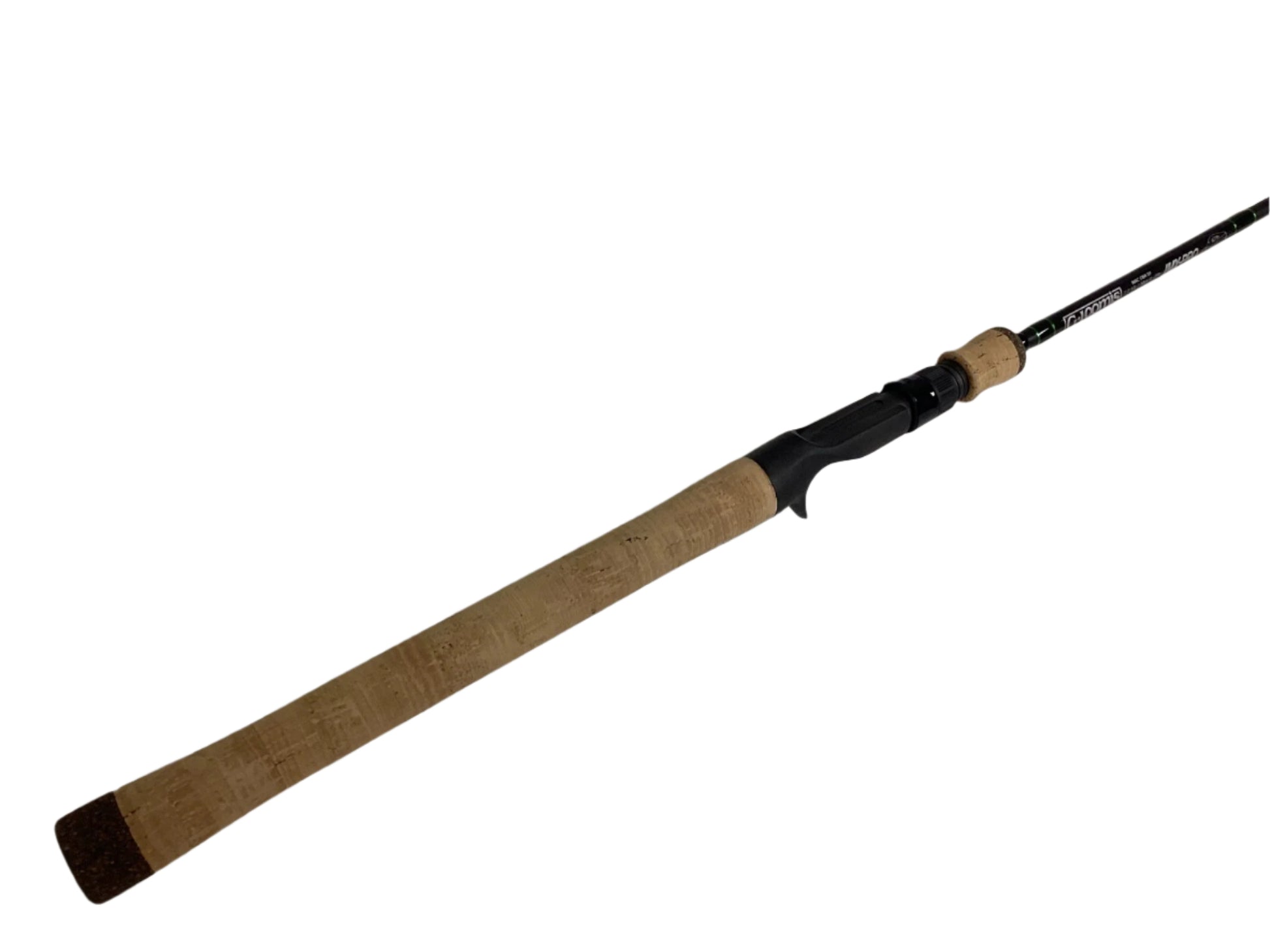 The G. Loomis IMX-Pro 866C CBR DF 7'2" Heavy Used Casting Rod—shown with a cork handle and black reel seat—is in excellent condition, ideal for those trading in gear for store credit through our Rod and Reel Trade-In program.