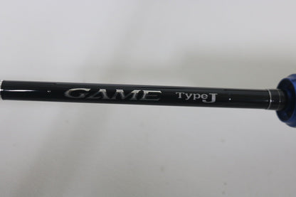 Close-up of the Shimano Game Type J 6'0" Used Casting Rod in excellent condition, showing "GAME type J" in silver—ideal for our Rod and Reel Trade-In Program where you can earn store credit for quality used Shimano gear.