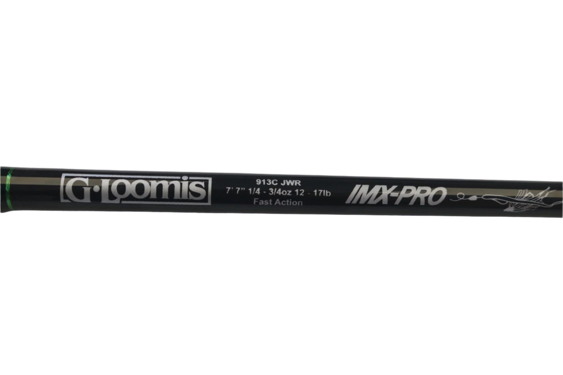 Close-up of the G. Loomis IMX-PRO Ledge 913C JWR 7'7" Medium Heavy Used Casting Rod in mint condition—eligible for our Rod and Reel Trade-In Program to earn store credit on used gear.