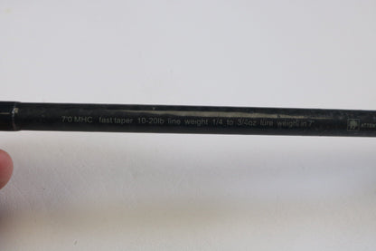 A close-up of the Waft Iron Feather 7'0" Medium Heavy Used Casting Rod shows its specs, ideal for those evaluating gear condition or trading in with a Rod and Reel Trade-In. Brand: Waft. Condition: Good.