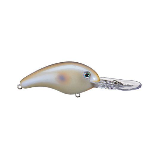 The Strike King 5XD Crankbaits by Strike King feature a small fish design with a white and beige body, round black eye, and clear diving lip—ideal for anglers seeking deep-diving crankbaits.