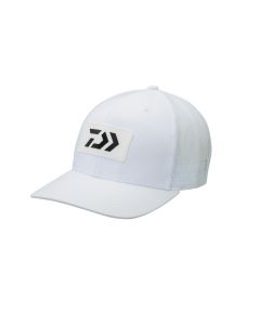 Daiwa Vector Rubber Patch Hat White with White/Black Logo | DVEC-R-WHTBLKLOGO