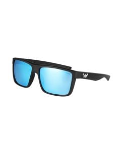 WaterLand Slaunch Sunglasses Matte Black Frame with Blue Mirror Polycarbonate